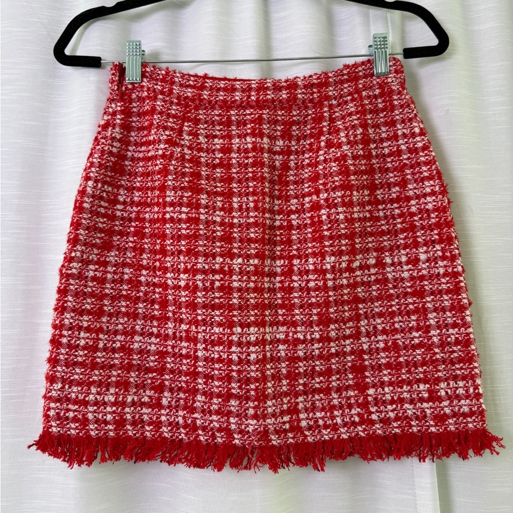 Generation Love Stormi Plaid Tweed Mini Skirt Red | NWT Size 2 - Picture 10 of 14
